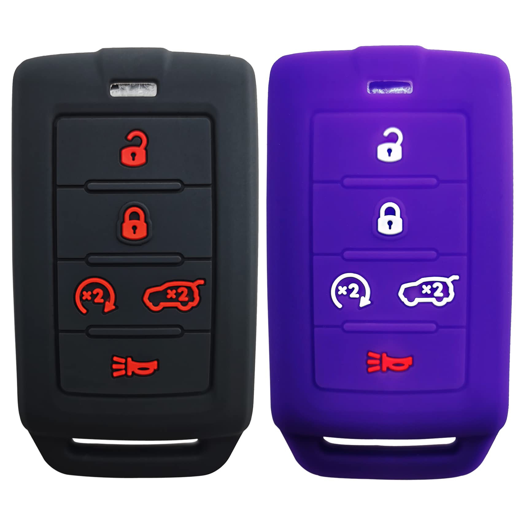 2X Coolbestda Rubber Key Fob Cover Case Keyless Entry Holder for 2021 2022 2023 2024 Jeep Grand Cherokee L Grand Wagoneer L Wagoneer Grand Cherokee L M3NWXFOB1