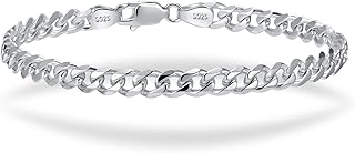 S925 Sterling Silver 6mm Cuban Link Chain Bracelets for Men,2.5mm Rope Chain Mens Bracelet
