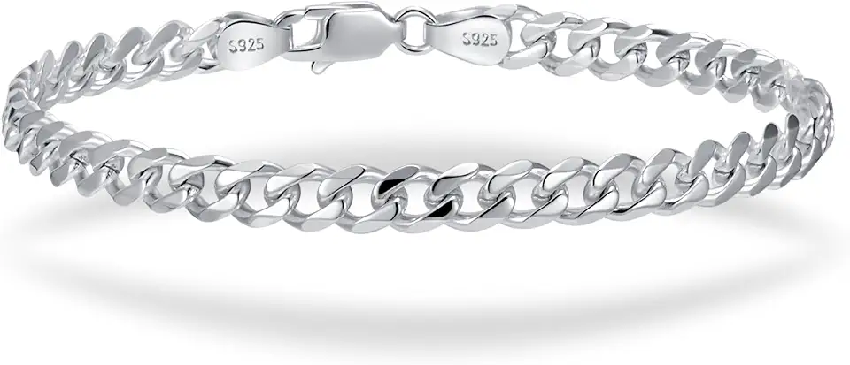 S925 Sterling Silver 6mm Cuban Link Chain Bracelets for Men,2.5mm Rope Chain Mens Bracelet Set for Men's&woman,Trendy hip-hop stacking Chain Gift Boyfriend/Girlfriend,Non Tarnish Hypoallergenic