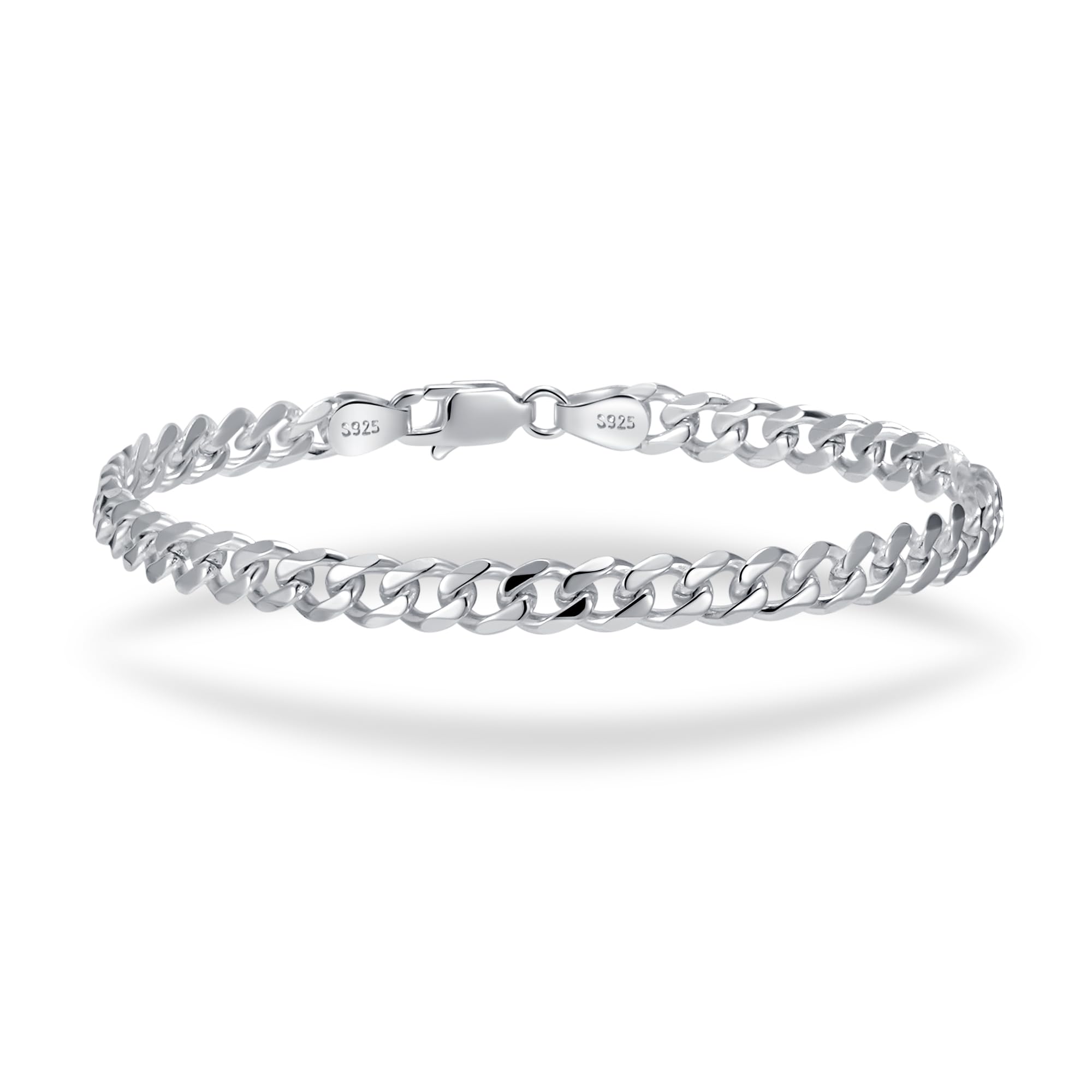 S925 Sterling Silver 6mm Cuban Link Chain Bracelets for Men,2.5mm Rope Chain Mens Bracelet Set for Men's&woman,Trendy hip-hop stacking Chain Gift