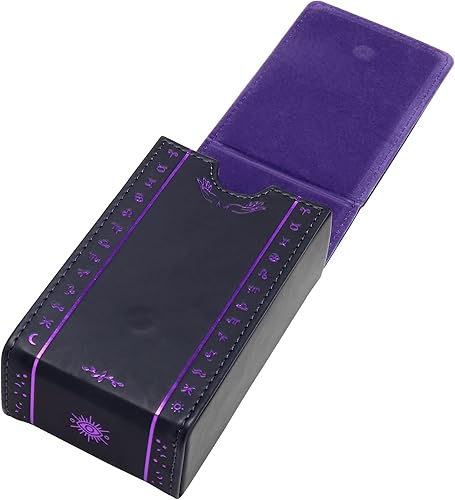 Miniatura 6 de Tarot Tarot, estuche de cuero para cartas de tarot, adecuado para cartas de tarot de tamaño estándar (2.75 x 4.75 pulgadas), diseño de fase lunar
