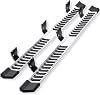 IKON MOTORSPORTS, Running Boards Compatible with 1999-2016 Ford F250 F350 F450 F550 Superduty Crew Cab, V Style Silver Stainless Steel Side Step Bar Nerf Bar