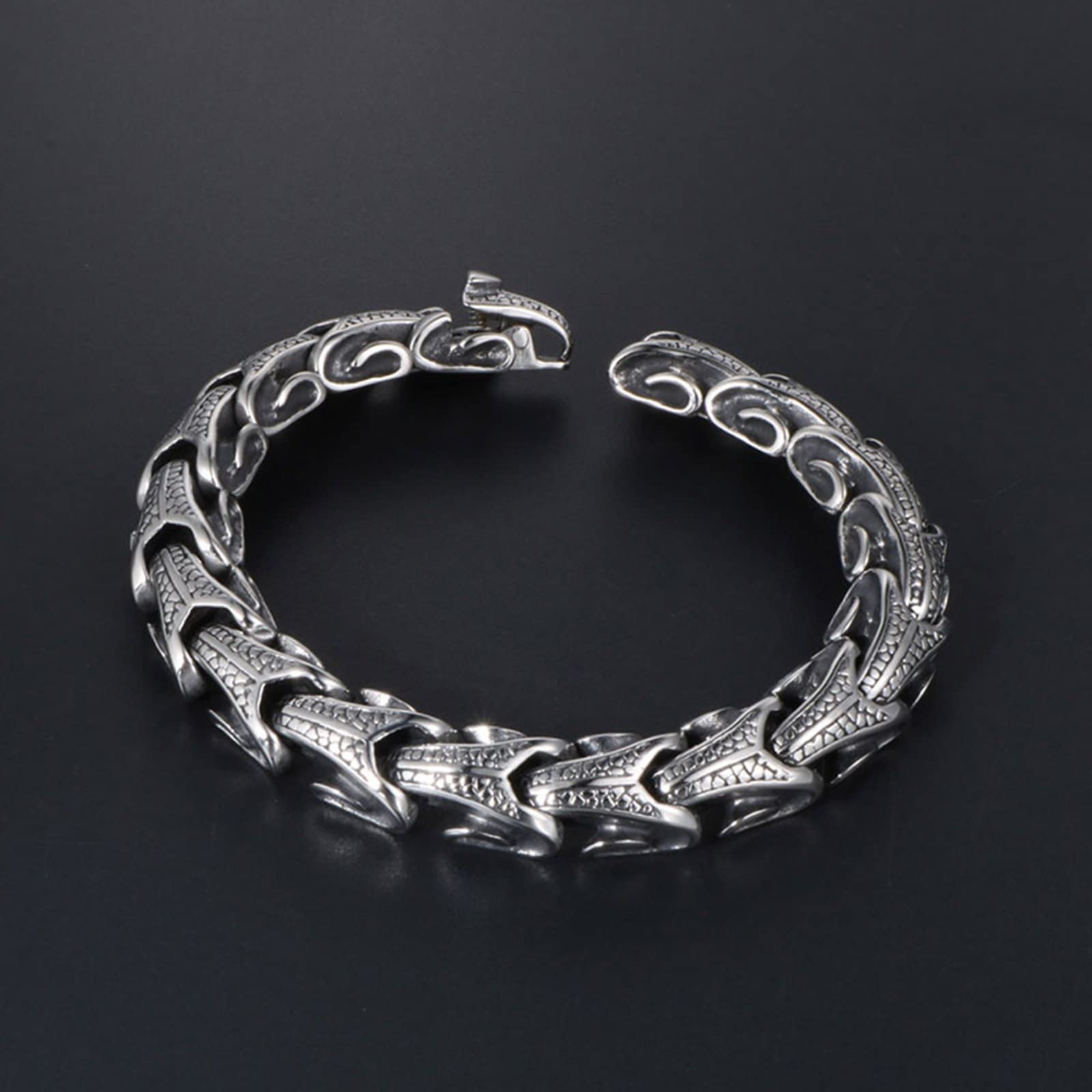 Brazalete de Acero Inoxidable Hombre,Brazalete Hombre Gotico Pulsera de Hombre 19cm Brazalete 10.9 mm Pulseras de Hombre de Plata