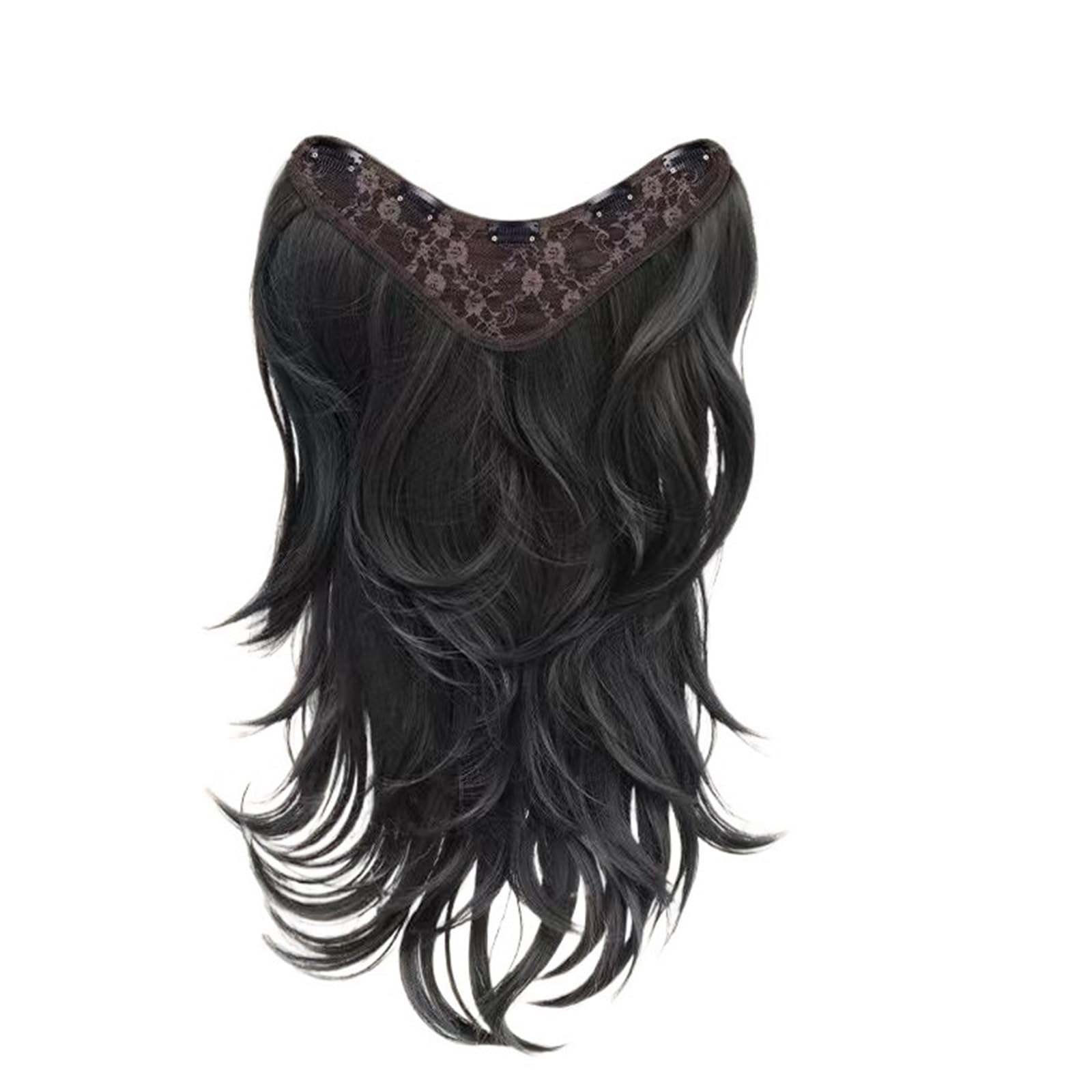 XUJUAN-0227 Women Wig Female One-piece Long Rolled Wig With Fluffy And Invisible Texture(Black)