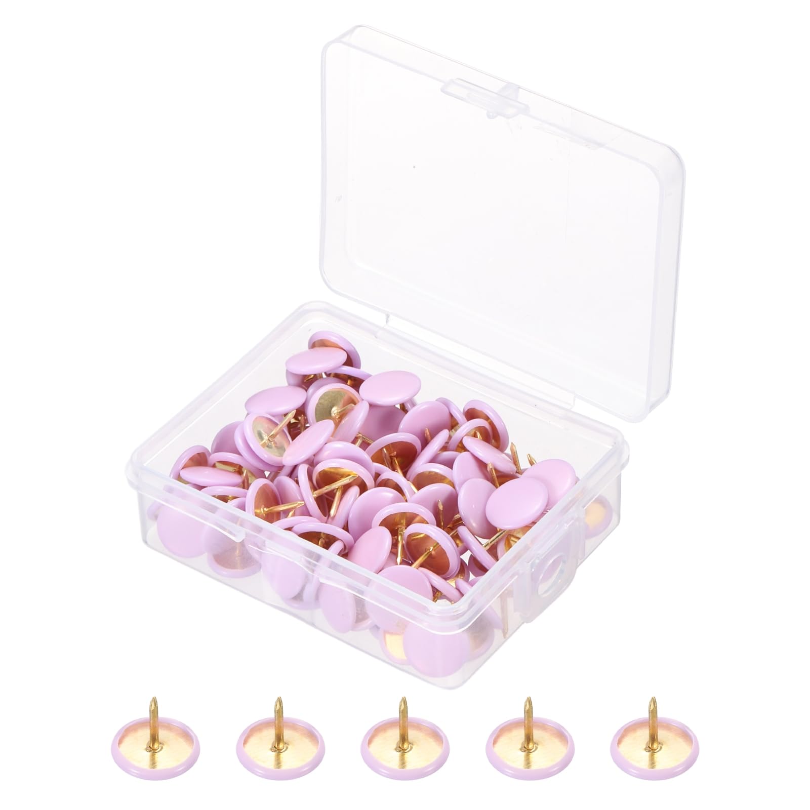 PATIKIL Roundness Push Pins, 200 Pcs Thumb Tacks Plastic Decorative Pins for CorkBoard Picture, DIY for Home Office, Purple