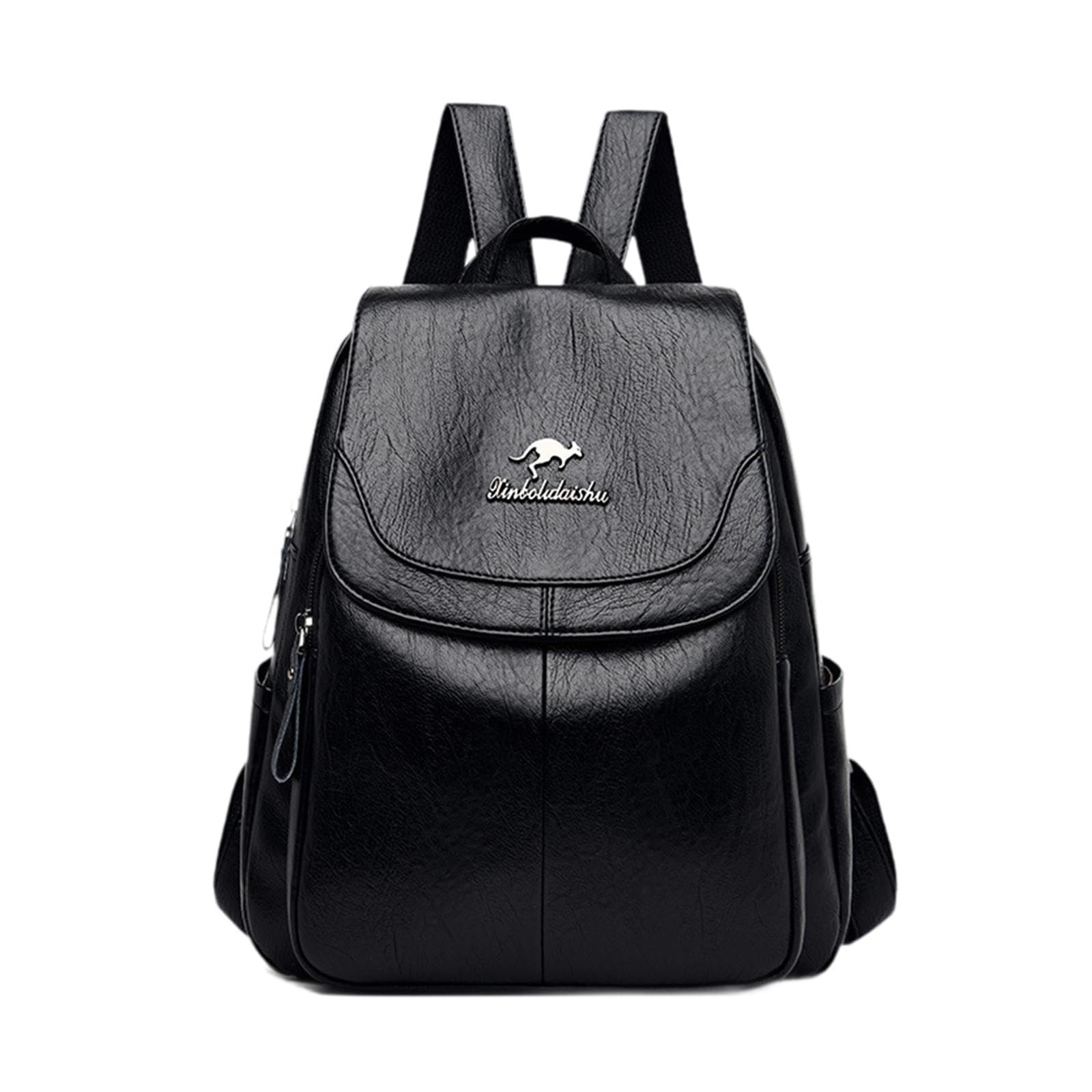 Womens Backpack PU Leather Stylish Travel Bag for Commuting Shopping Outdoor Black-image-47