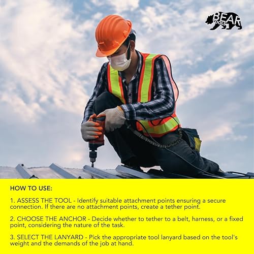 Miniatura 5 de BearTOOLS - Cordón para herramientas con mosquetón único y extremo de bucle ajustable, longitud estándar, límite de peso máximo de 17.6 lbs17.6