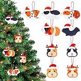 9PCS Christmas Guinea Pig Felt Ornaments Santa Hamster Hanging Decorations for Christmas Supplies Cute Xmas Ornaments Party Supplies Wall Decor Gifts for Kids Toddlers