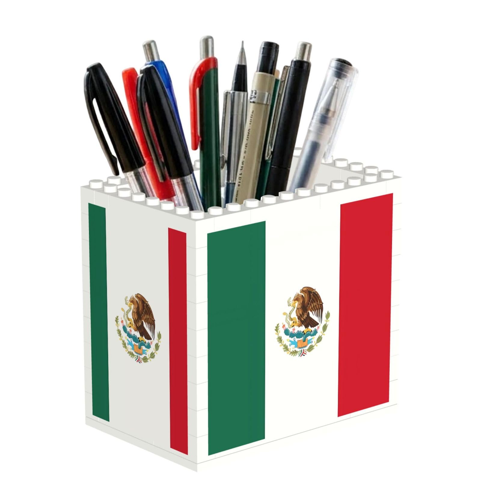 SXZVVBN Flag of Mexico Building Block Desk Tidy ABS Organiser