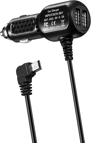 Adaptador de cable de alimentación para cámara de salpicadero, cable de cargador de coche mini USB compatible con Rexing V1V1P ProV5V3, Byakov S6,
