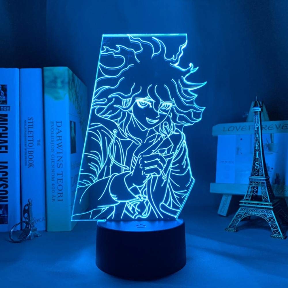althiqahkey3D Anime Night Light Illusion LED danganronpa V3 Nagito Komaeda Lamp for Bedroom Decor Kids Gift Danganronpa V3 Acrylic Neon Lamp Nagito Komaeda-Remote Control