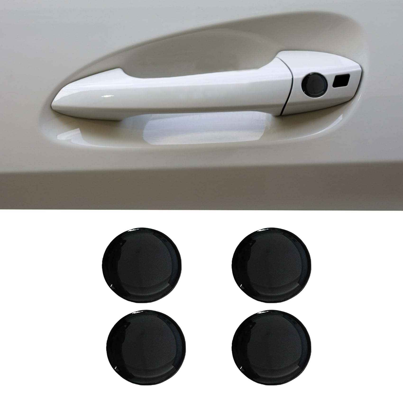4PCS Car Door Lock Keyhole Cover, Car Door Screw Covers, Door Entry Guard Shield, Car Decoration Accessories Keyhole Scratch Protection Sticker Universal for Vehicles (Brilliant Black)
