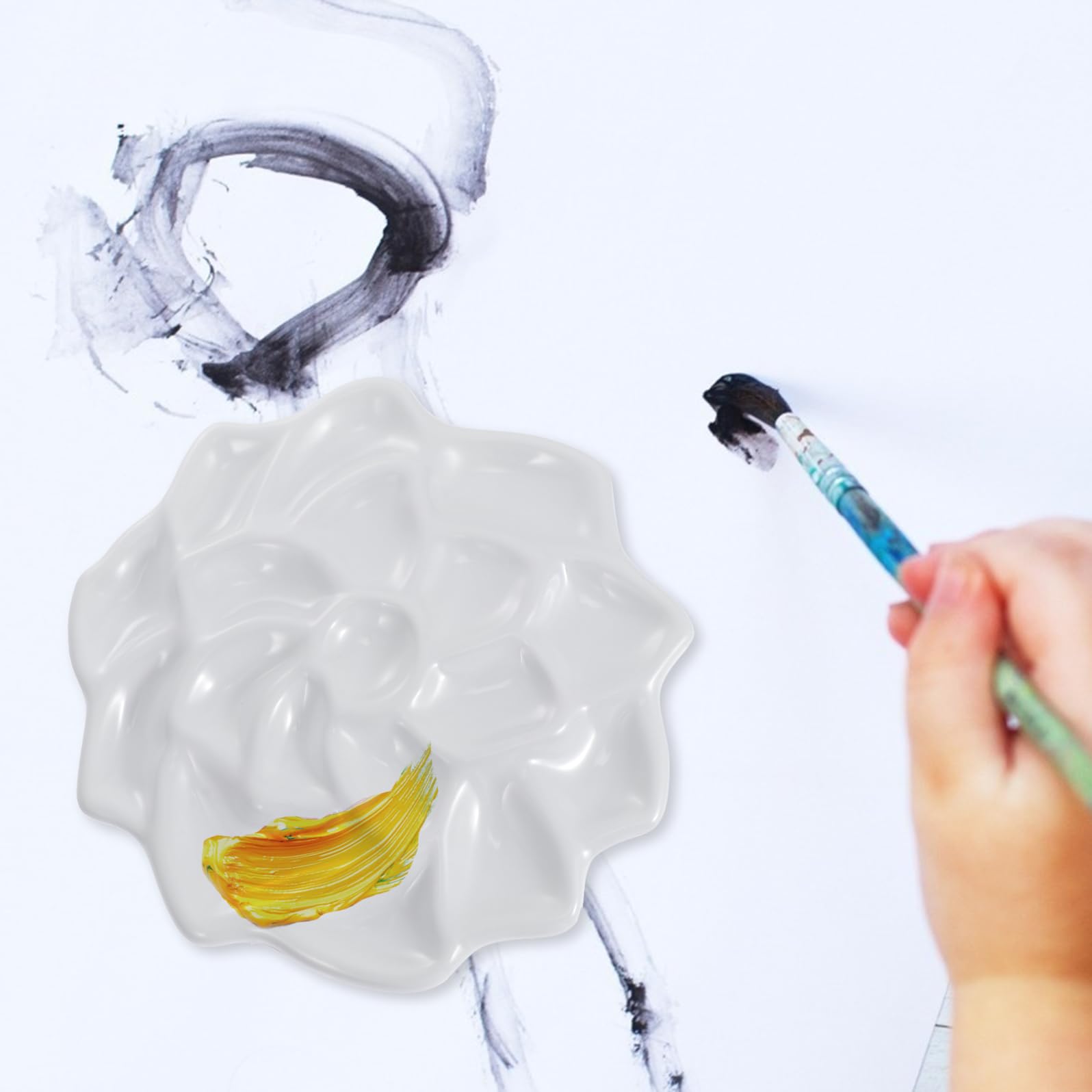 Baluue Weiße Aquarellpigmenttablett aus Imitatporzellan mit Mehrloch Design und Hoher Festigkeit für Professionelle Malerei und Aquarellmalerei Zubehör