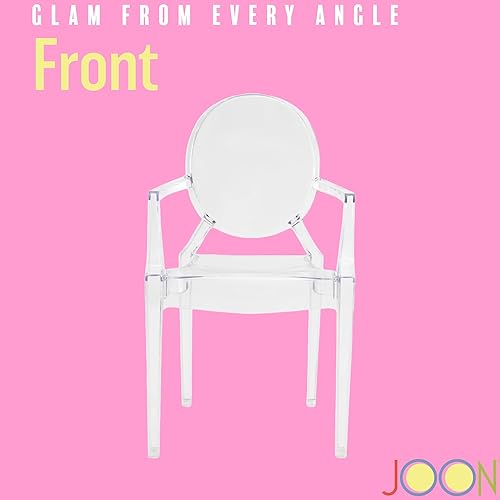 Miniatura 6 de JOON Paquete de 2 sillas fantasma para niños con reposabrazos transparentes, 25 x 13 x 14.5 pulgadas, material de policarbonato, altura del asiento