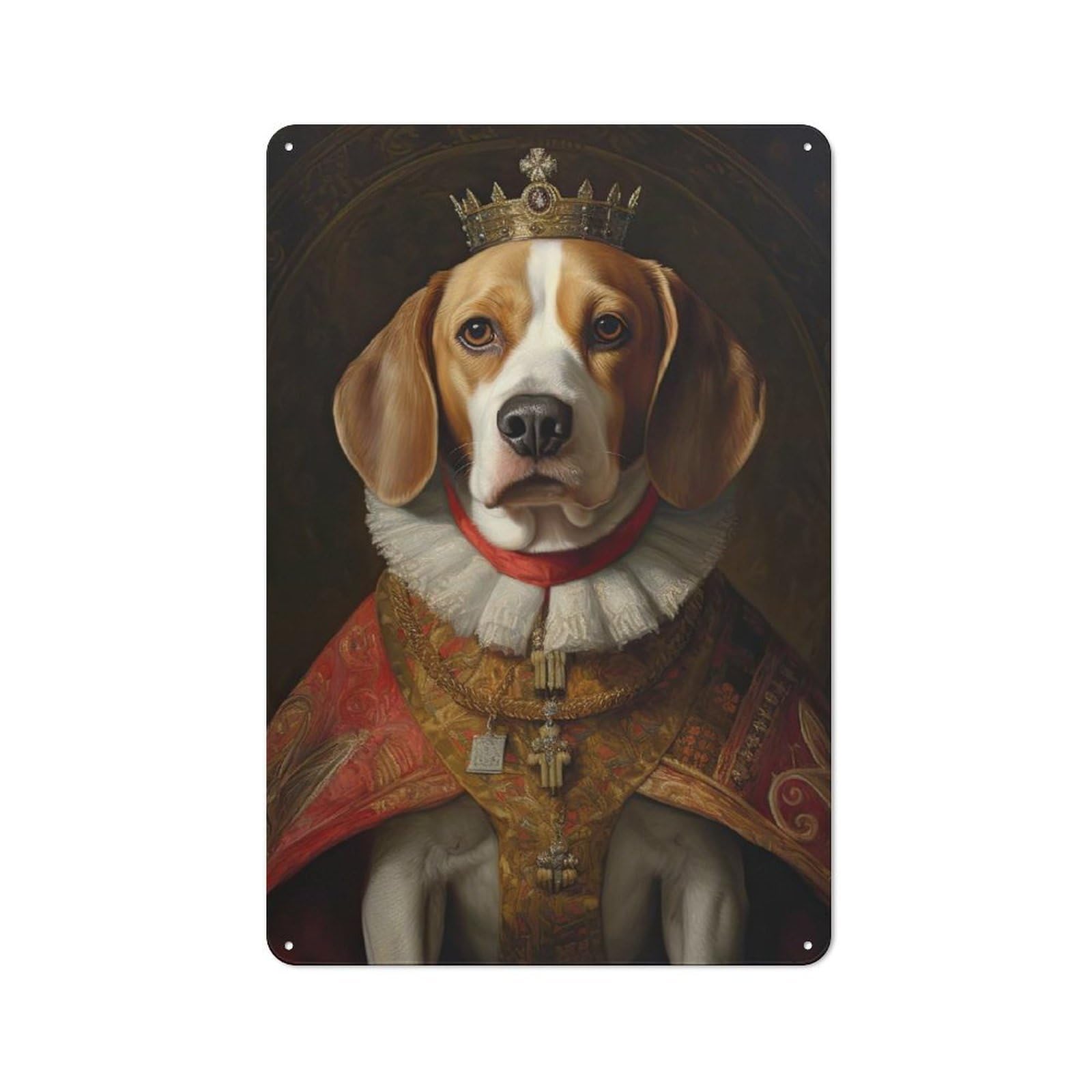 Junmoney Style-19 Metal Sign 30X20cm With Beagle The King For Hallway Wall, Retro Decor, Autumn Home Decor For Collectors Of Metal Signs