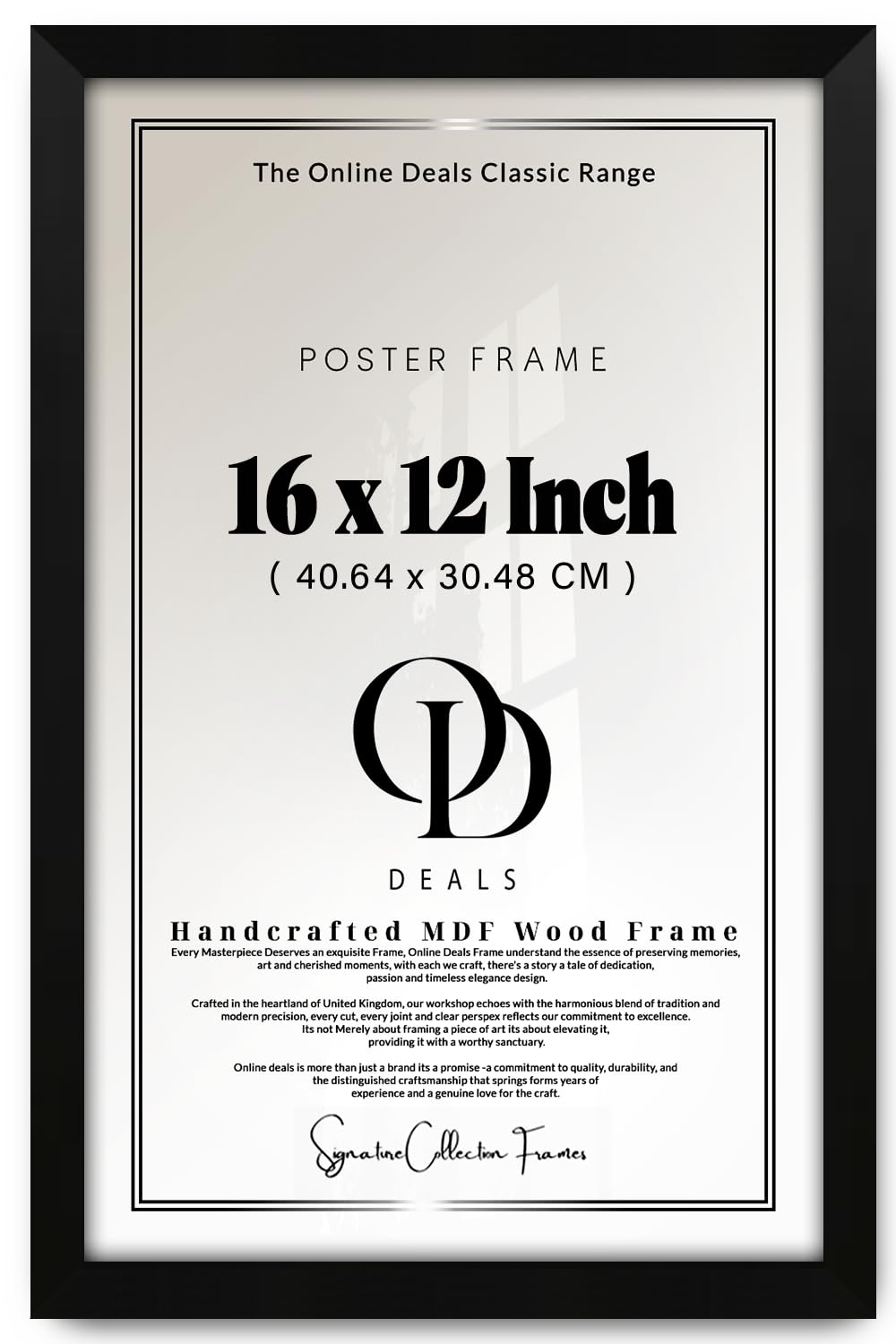 Od Deals Matt Black — Classic Engineered Wood Finish 16 X 12 Inch Picture Frame | Matte Black Border For Portrait And Landscape Display And Wall Or Table Home Décor (40.64 X 30.48 Cm) | With Hanging Mounts