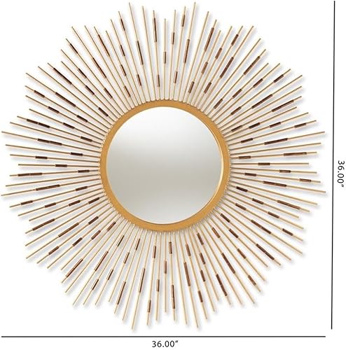Miniatura 3 de BOWERY HILL Espejo de pared decorativo Sunburst en oro