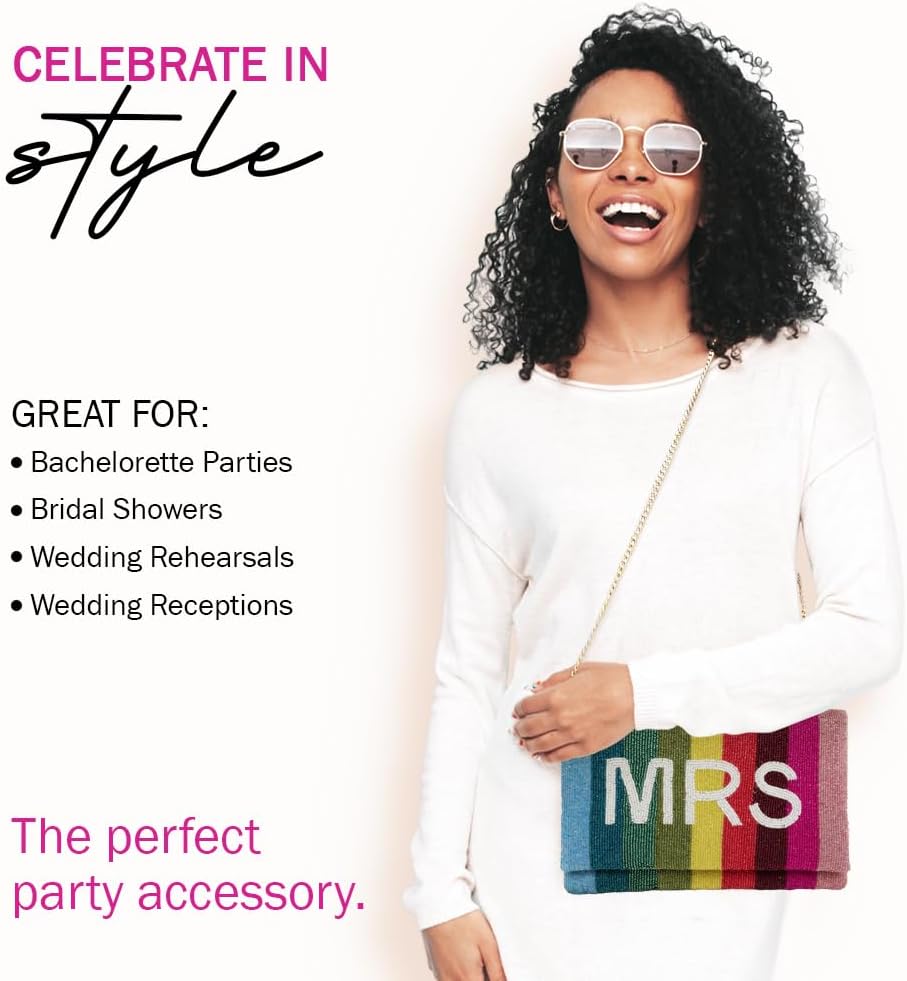 MRS Clutch Purse for Wedding Day - Beaded Rainbow Bridal Purse for Bachelorette Party & Engagement Gifts - Image 8