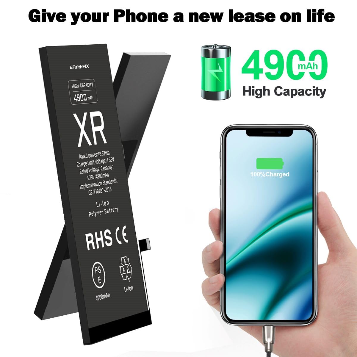 Iphone 11 Case With Stand 4900mAh IPhone XR Battery A+ Grade