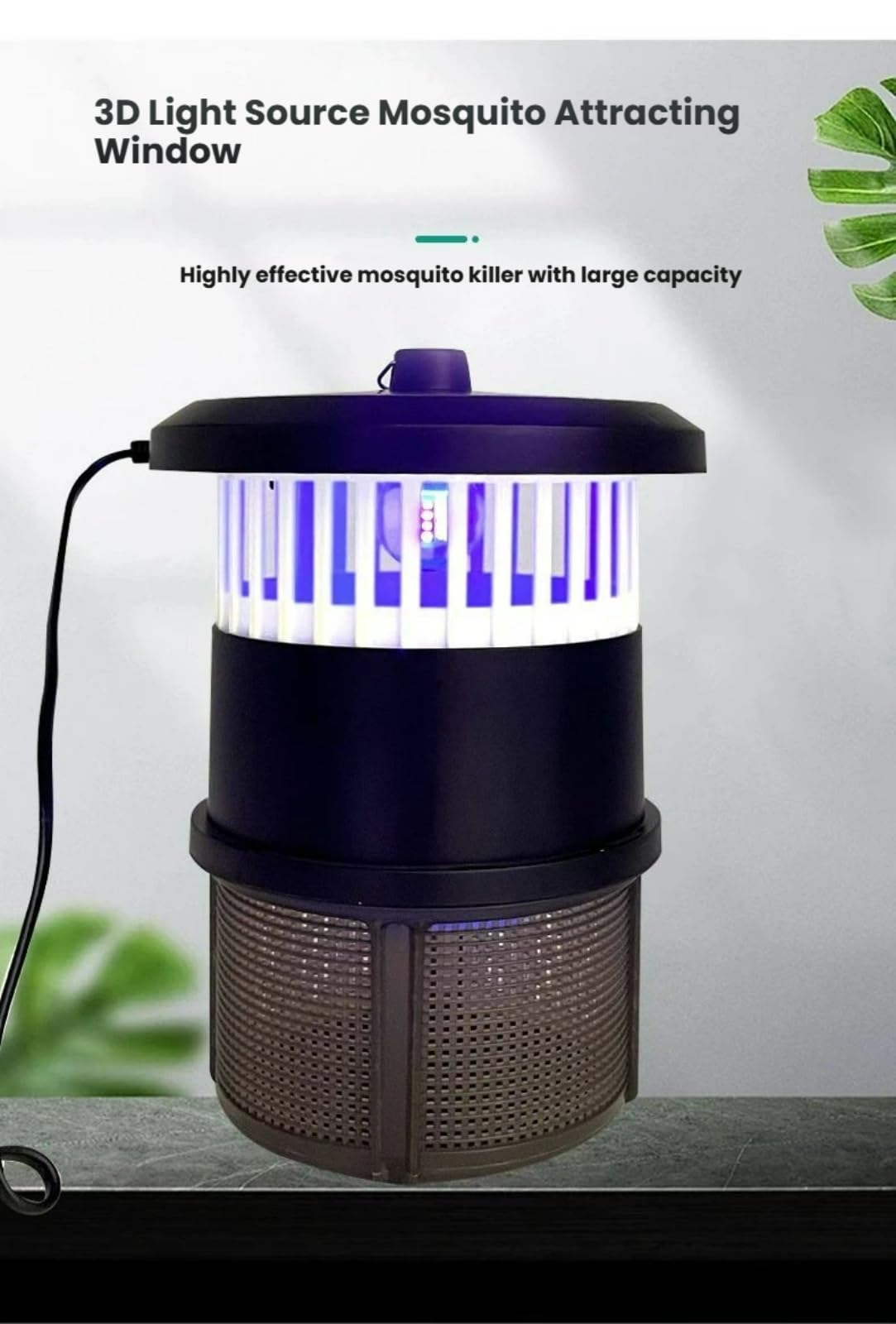 Lampada fotocatalitica UV trappola antizanzare, rimovibile e lavabile, con esca attrattiva, a risparmio energetico, ampia copertura per esterni, cattura insetti per maiali, mucche, pecore, allevamento