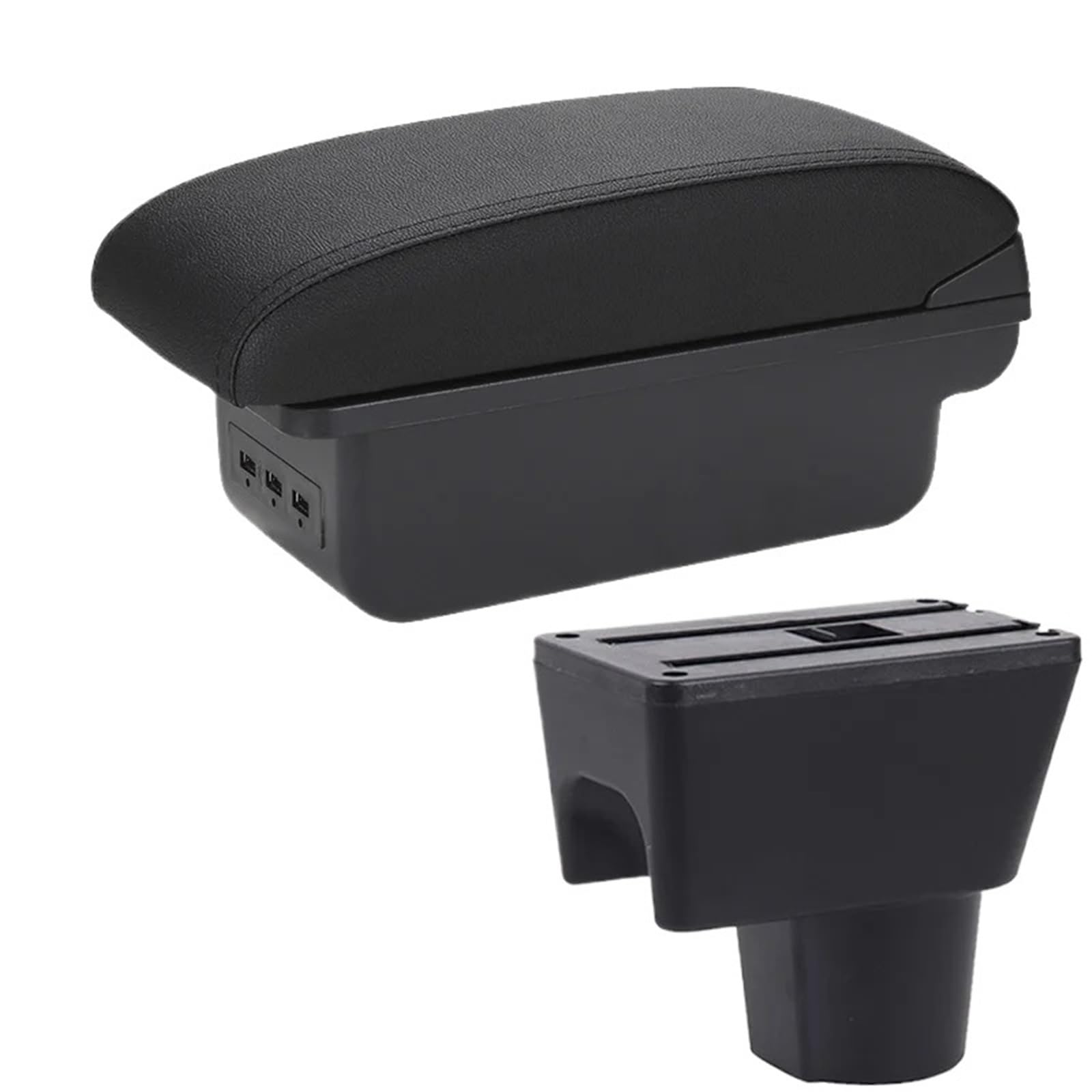 POZMNGTI Armrest Compartment Armrest Fit For Nissan Terrano 3 Renault Duster Oroch Car Armrest Box 2012-2018 Storage Box Parts Car Accessories(B2 Black line 3USB)