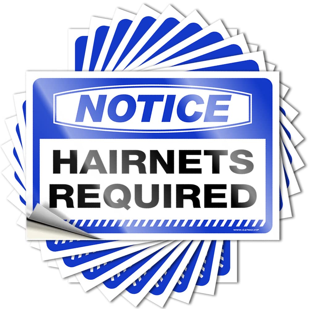 Fzfn Men's Colour Notice Hairnets Required Quote Front Door Decor | Cats Hard Removable Decal Pack(12X18cm)