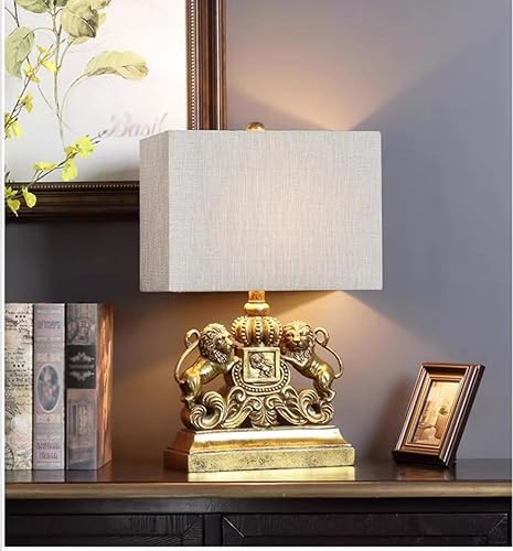 Lámparas de escritorio con interruptor de botón de enchufe, lámpara de mesa creativa de león para dormitorio, mesita de noche, luz de escritorio,
