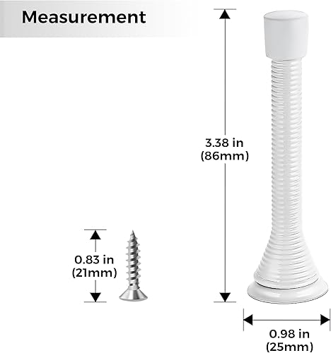 Miniatura 2 de Ravinte Topes de puerta, paquete de 30 topes de puerta de resorte blancos con parachoques de goma, topes de puerta para la parte inferior de la