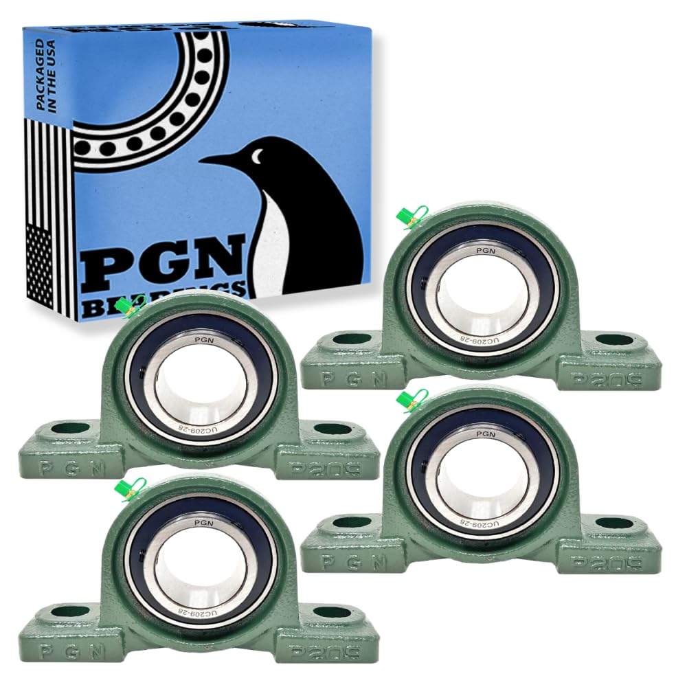 PGN UCP209-28 Pillow Block Bearing - Pack of 4 Mounted Pillow Block Bearings - Chrome Steel Bearings with 1 3/4