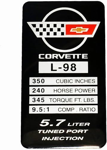 Miniatura 3 de 1 placa de identificación de motor C4 Corvette 1987 L98, placa de datos de metal, placa de identificación 3D, repuesto para Corvette