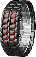 Vista 1 de Gosasa Reloj de acero inoxidable estilo lava para hombre, reloj digital LED rojo, azul, negro, reloj de pulsera
