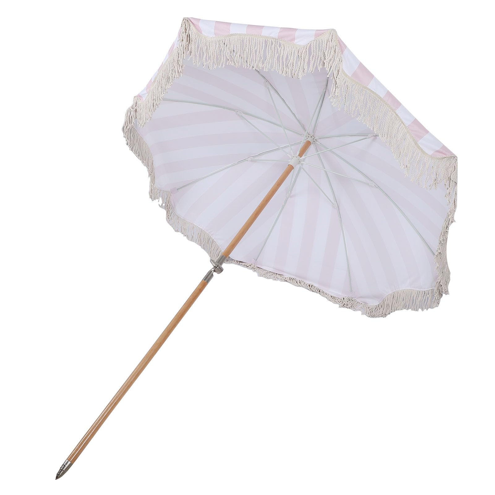 SIXRUN Parasol Ogrodowy, Parasol Stołowy na Zewnątrz z 8 żebrami z Włókna Szklanego i Drewnianym Słupkiem, Ochrona UPF 50+, Regulacja Nachylenia, do Ogrodu Przy Basenie na Plaży
