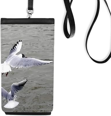 Ocean Water Sea Bird Science Nature Picture Phone Wallet Purse Hanging Mobile Pouch Black Pocket