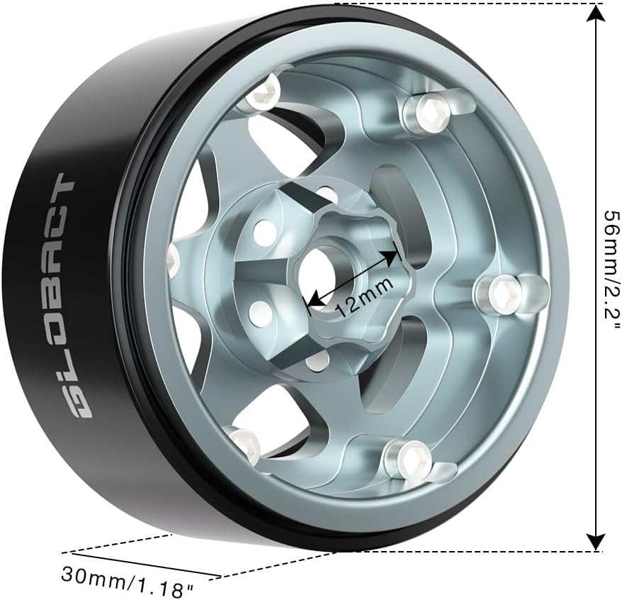 Aluminum 1.9 Beadlock Wheels - Offset -10.5mm RC Wheel Rim Hub for 1/10 RC Crawler TRX4 TRX6 Axial SCX10 UTB10 Redcat GEN7 8 VS4-10 RC4WD D90 Upgrade Accessories (4Pcs Titanium)