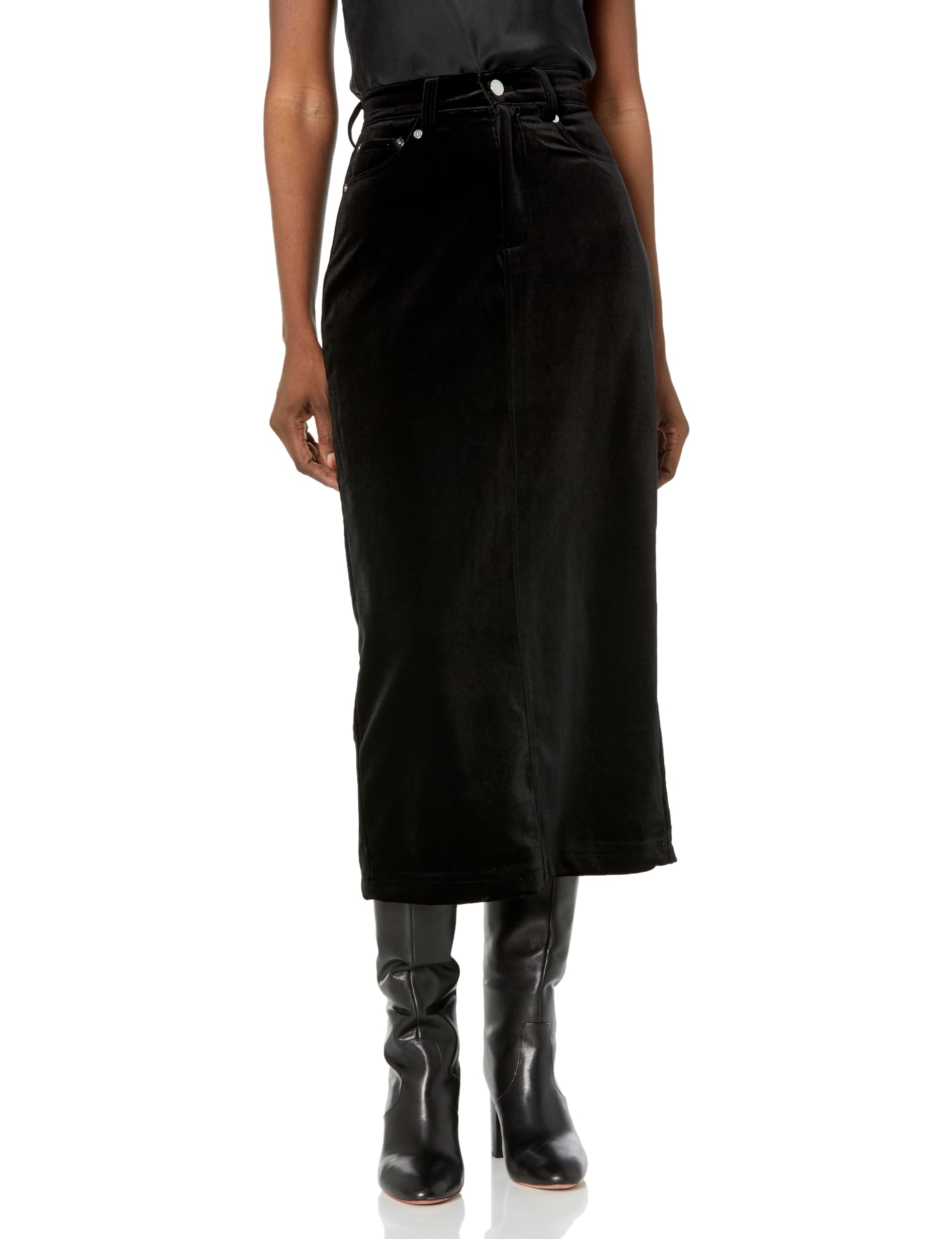 [BLANKNYC] Womens Back Slit Midi Velvet Skirt