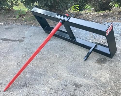 Kivel Heavy Duty USA Single Prong Hay Bale Spear for Skid Steer or Tractor with SSQA mounting plate-39" Spears -Material Handling Attachment