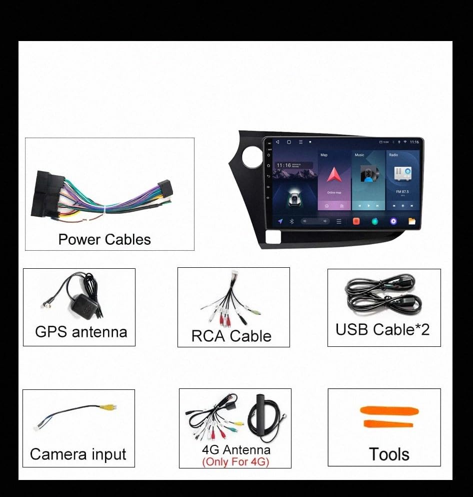 Radio Coche 2 DIN para Honda Insight 2009-2014 con Android Auto y Carplay 2G+32G 6