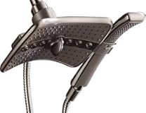 BRIGHT SHOWERS High Pressure Shower Head Combo with Two Spray Setting Fixed Shower Head and Two Spray Settings Handheld Shower Head with Grey Face&comma; Brushed Nickel