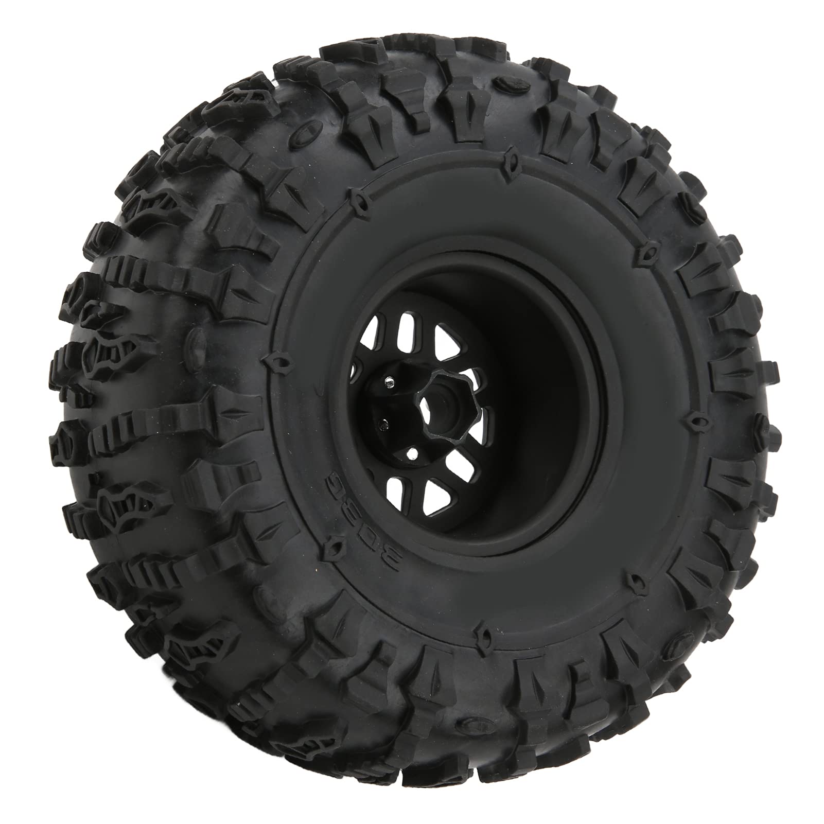 2 pezzi di pneumatici in gomma da 60 mm in lega di alluminio per auto RC con cerchi di precisione, pneumatici ad alta aderenza per fuoristrada, compatibili con Capra 1.9UTB, (Nero)