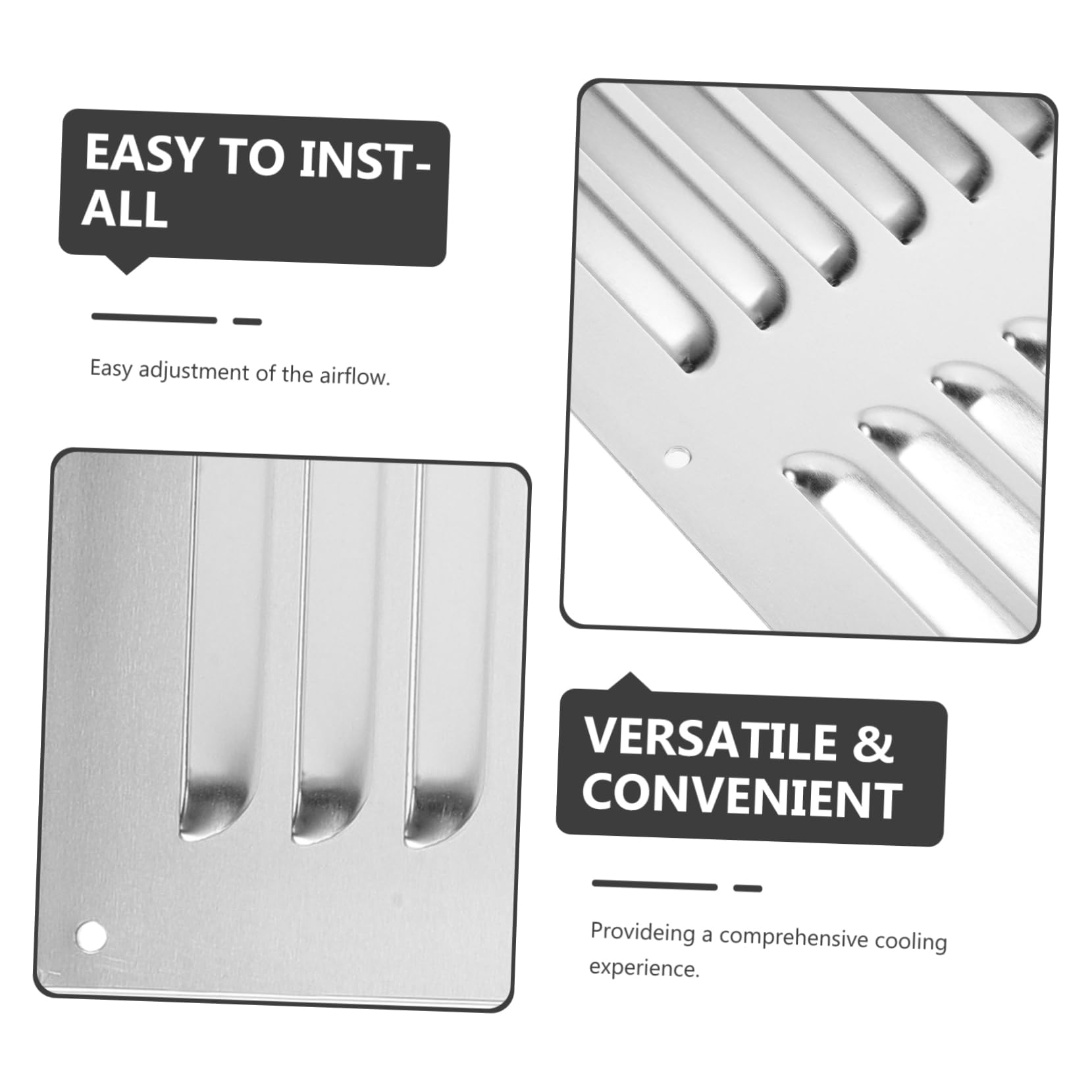 DOITOOL 2 Pièces bouches de climatisation déflecteur grille d aeration évent de garage Couvercle du ventilateur d'extraction de plafond gril de ventilation grille d'aération Silver