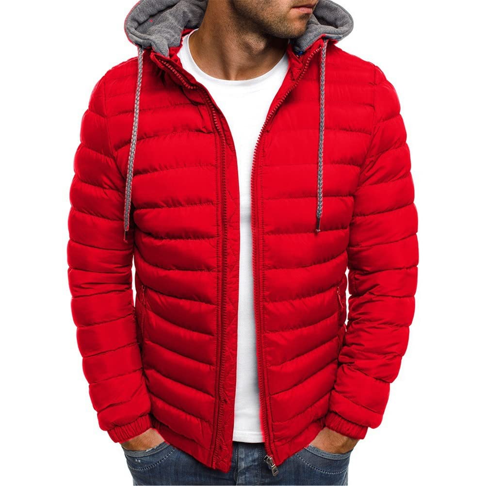 ORANDESIGNE Piumino da Uomo Felpa con Cappuccio da Uomo Autunno E Inverno Caldo Sci Campeggio Sport Aria Aperta Tempo Libero Giacca da Uomo Tasca con Cerniera Moda Manica Lunga
