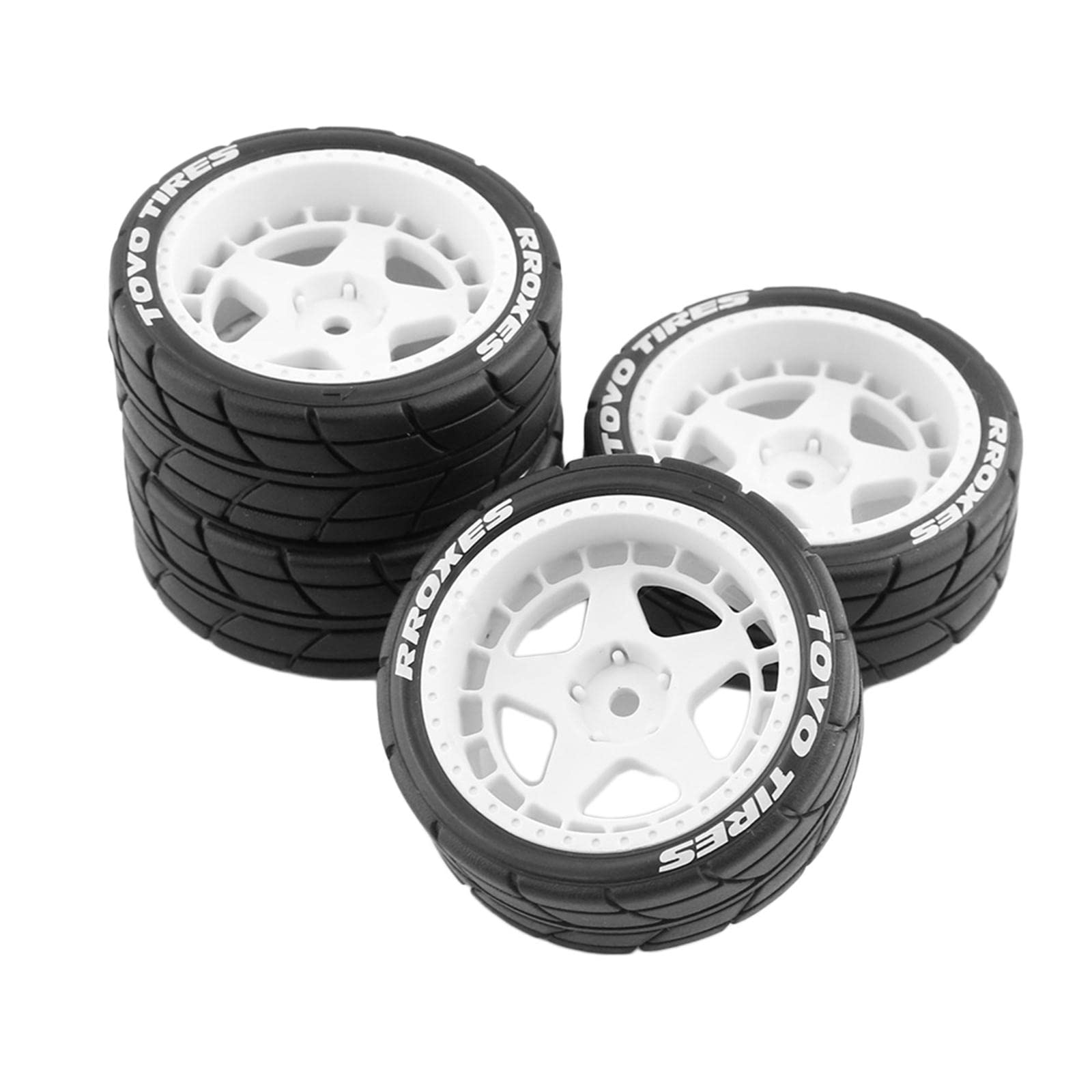 LOVIVER 4 Pieces RC Rally Tyres, 12mm Wheel Hub Tires for TT02 XV01 1:10 RC Car Accessories Replacement, White