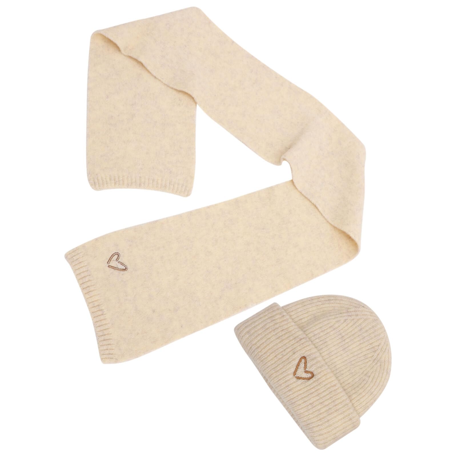 Ciieeo Cappello Caldo Invernale per Bambina Cappello e Sciarpa Calda con Decorazione Cuore Ricamato Accessorio Confortevole e Sicuro per Freddo