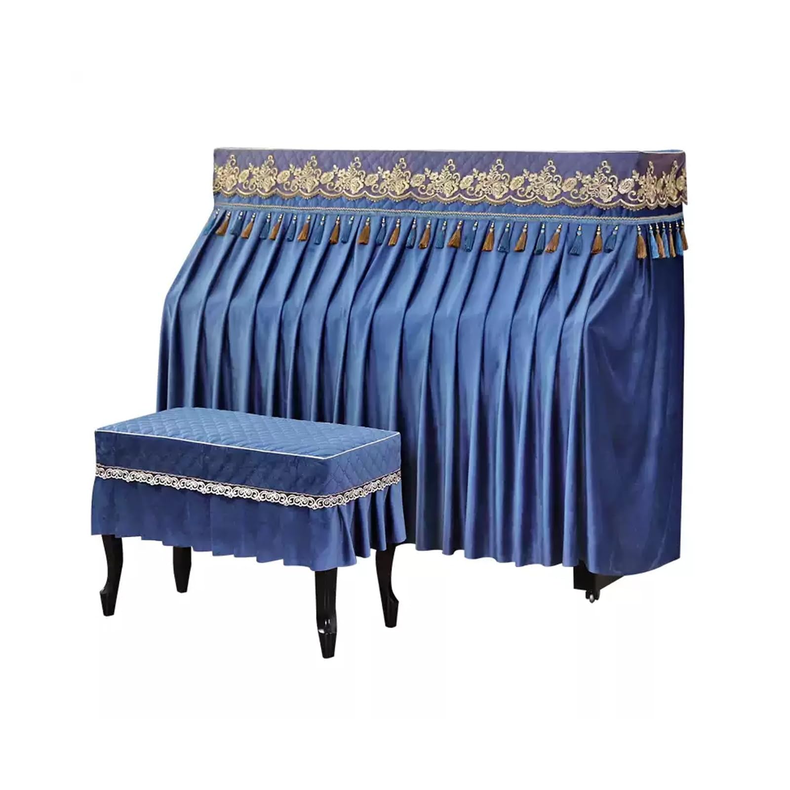 Copertura for pianoforte verticale, copertura decorata antipolvere for pianoforte, semiaperta(Piano Cover+Double Bench Cover)