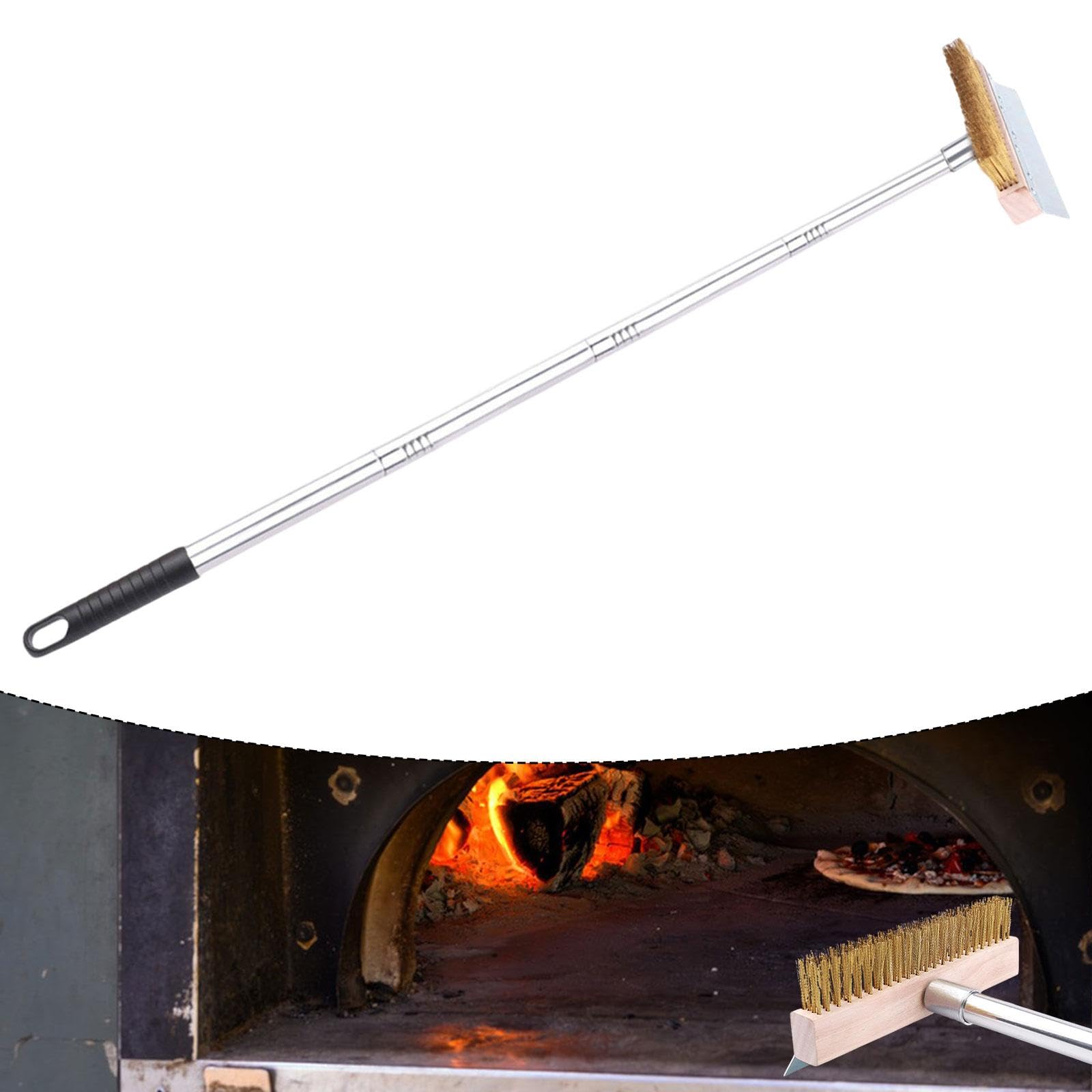 Cepillo para Horno de Pizza de Acero Inoxidable con Mango Largo, Cepillo para Parrilla de Cobre, Herramienta de Limpieza para Horno Comercial, Fregado, 1,6 m