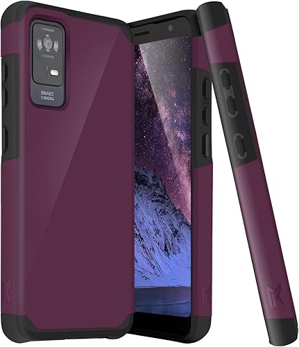 TJS Compatible con fundas TCL ION X, ION V, 40 Z  Cubierta híbrida de doble capa de protección contra caídas con soporte magnético (morado) disponible en Yaxa Mexico