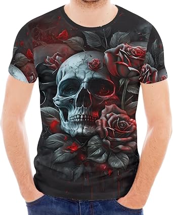 Mens 3D Pattern Printed Short Sleeve T-Shirts Casual Graphics Tees
