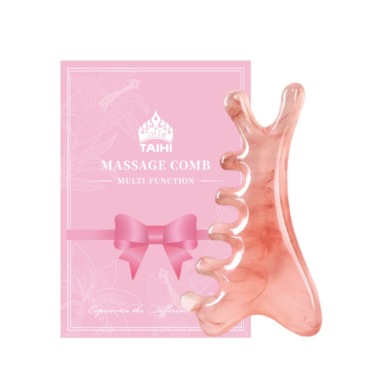 TAIHI Gua Sha Massage Comb, 4-in-1 Scalp Massager Facial Tool for Neck, Body, Lymphatic Drainage, Tension Relief, Gifts for Women and Men (Pink)