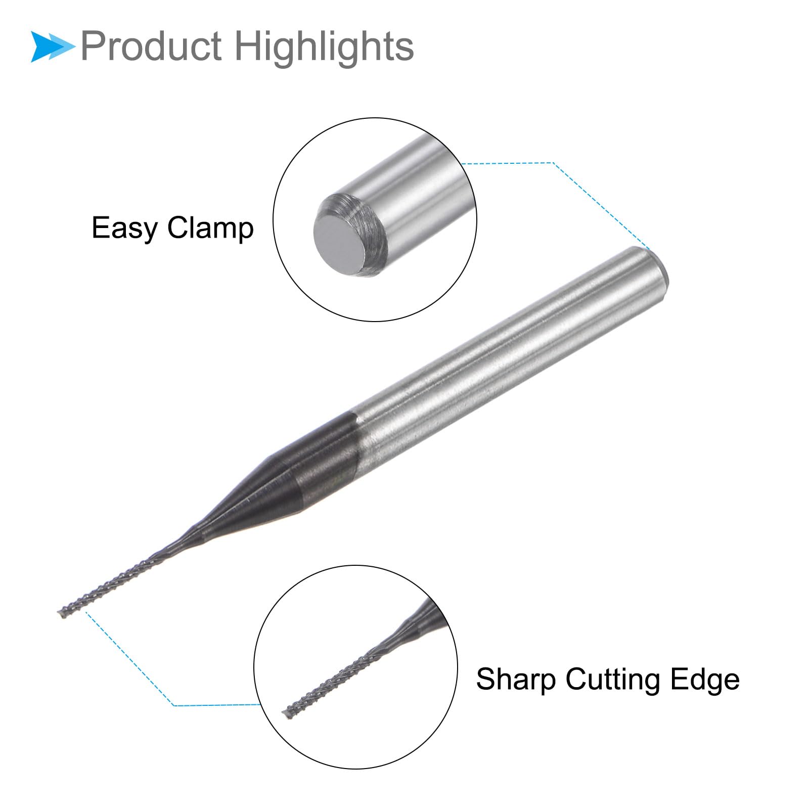 Fresa Router Cnc, Punte in Carburo Tungsteno con Diamante, Diametro Taglio 5.5mm e Diametro 0.6mm, Mano Destra - (Applicazioni: Foratura e Incisione Cnc),5Pz