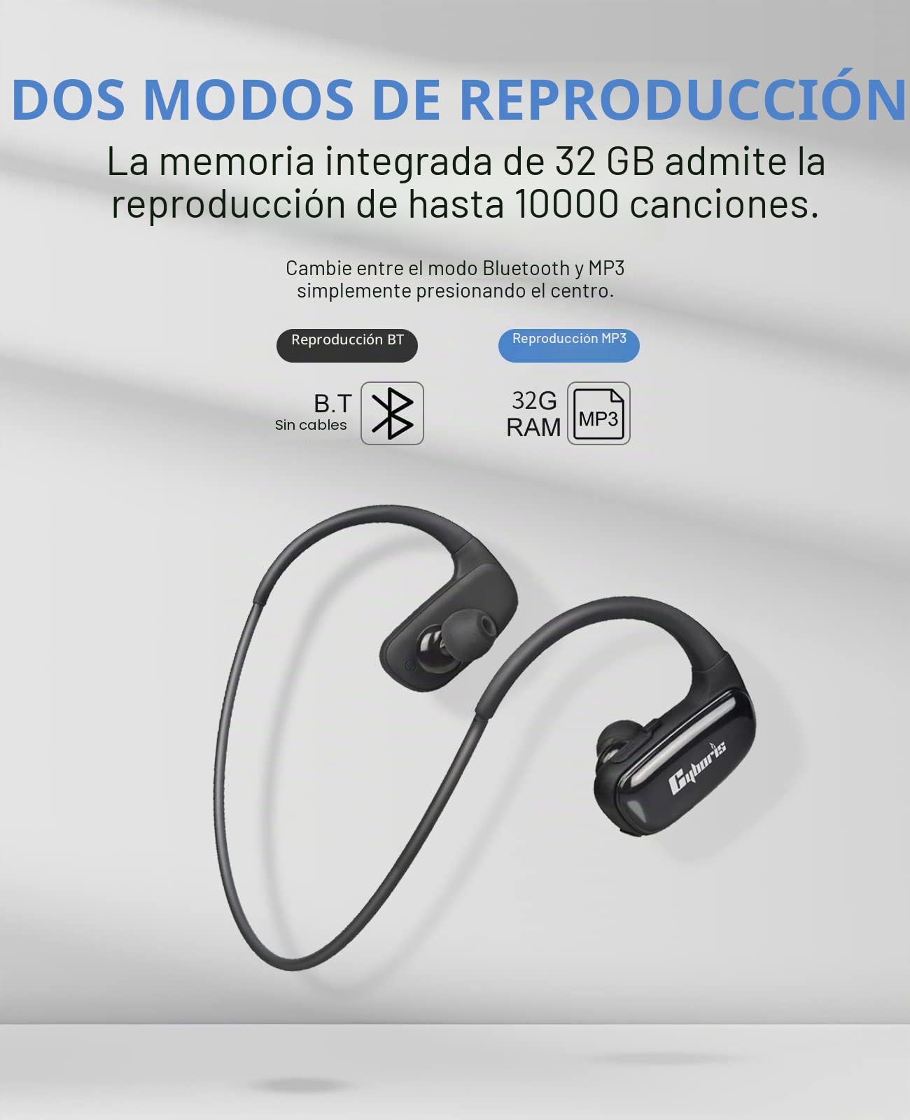 CYBORIS Auriculares Inalambricos Deportes Natación Auriculares Bluetooth 5.0 IPX7 Impermeables, 16GB Reproductor MP3, Auriculares Running Deportes con Micrófono de Cancelación de Ruido (Rojo)